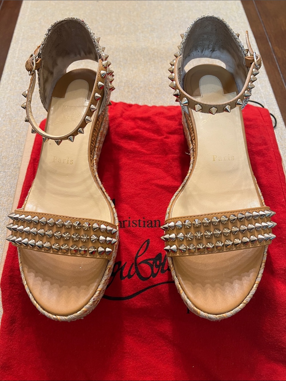 ❤️ Christian Louboutin MacMonica 60 Espadrille Wedge Sandals